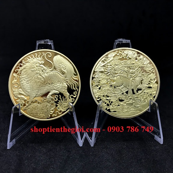 Xu con lân mạ vàng